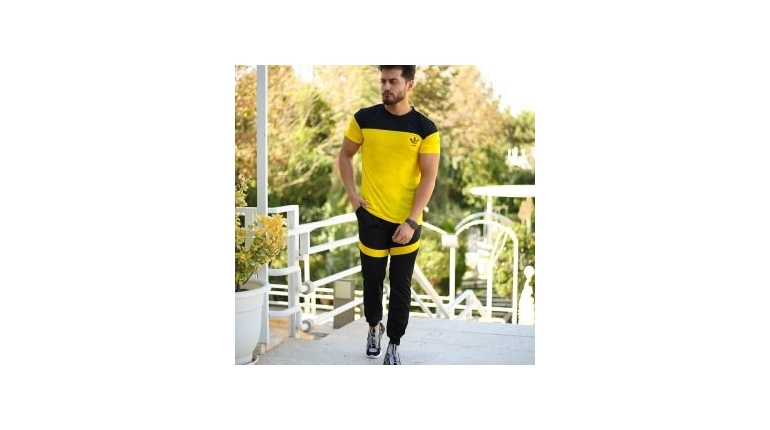 ست تیشرت و شلوار مردانه Adidas مدل Achil (زرد)