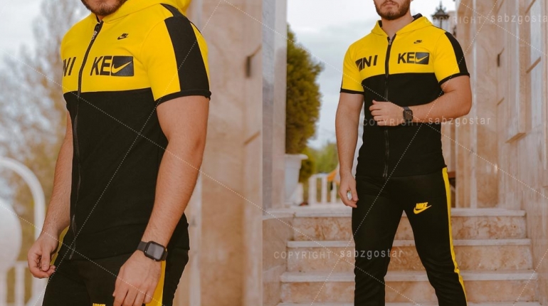 ست تیشرت و شلوار زیپ دار مردانه Nike مدلHero(زرد)