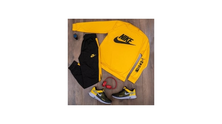ست بلوز شلوار Nike مردانه زرد مشکی مدل Lanin