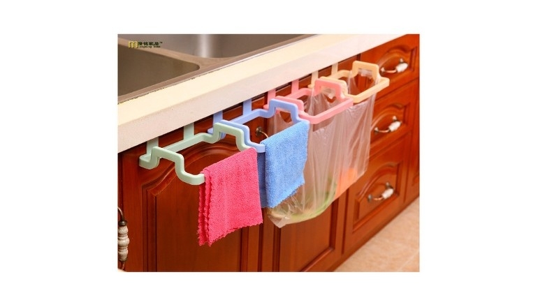 آویز کابینتی دومنظوره ی پلاستیکی Dual purpose cabinet hanger for towel and nylon bag