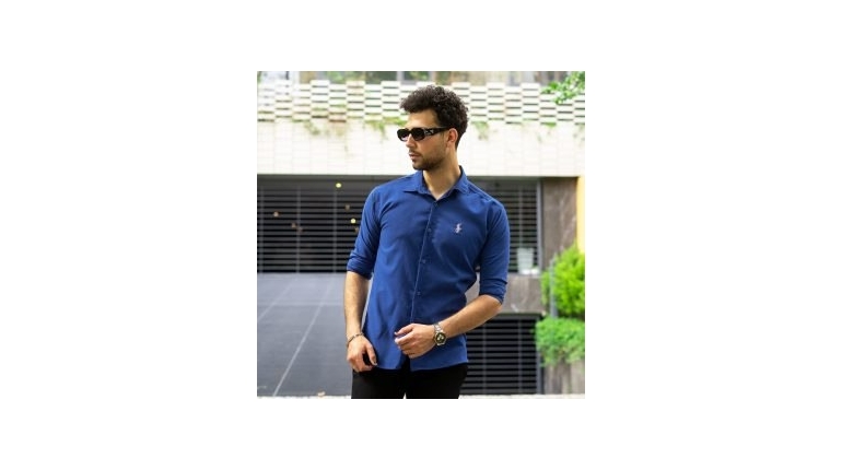 پیراهن مردانه آبی روشن مدل VQ