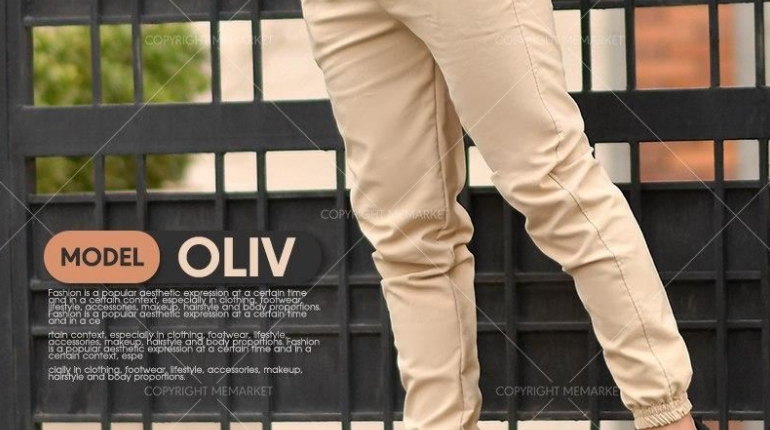 شلوار اسلش مردانه مدل OLIV رنگ کرمی